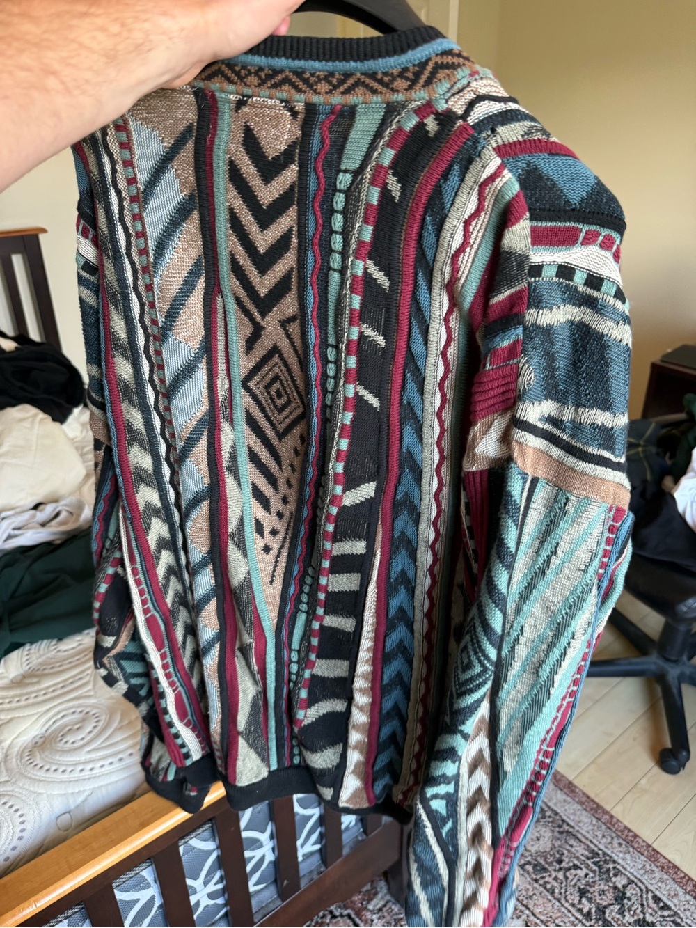 Men's 80s vintage 3D Coogi style sweater XL